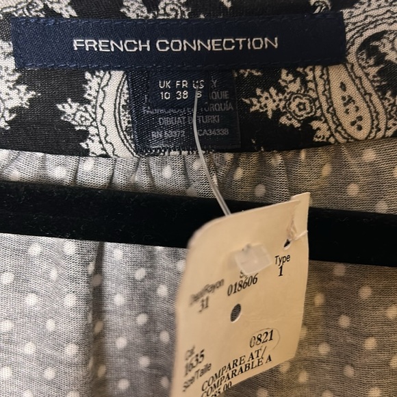 French Connection faux wrap ,surplice,multimedia,paisley,polka dot Dress  6 NWT - Picture 4 of 6